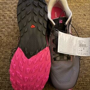 Salomon Gray and Pink Trail Running Shoes